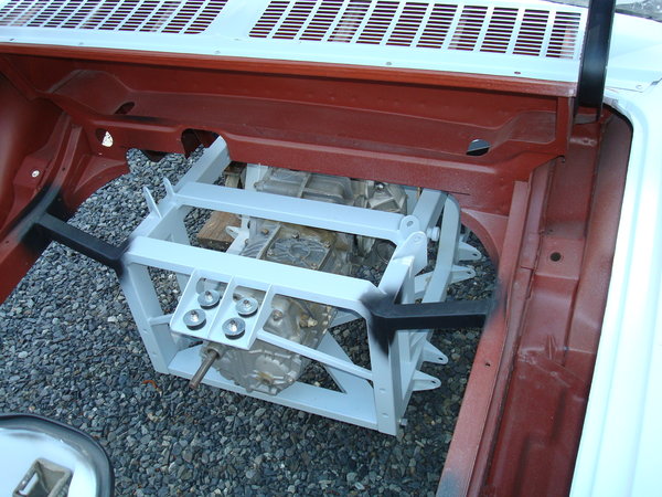 Rear suspension box with 930 transaxle flipped upside down.  If the trans isn't flipped, the only other way the make the wheels turn the correct direction is to have the ring gear moved to the opposite side of the transaxle.  Turning it upside down offers the added benefit of more ground clearance and is a &quot;free&quot; solution.