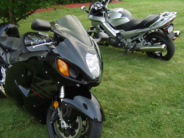 Brad's Yamaha and Suzuki Motorcycles (The silver Yamaha is my candidate for our cross-country trip)