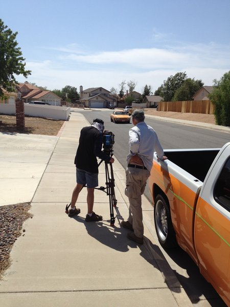 Filming Kregg driving his '65 Corsa Weber car/ Not used in the show.