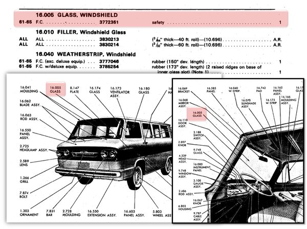 1960-1969 Corvair Parts Catalog - FC Windshield