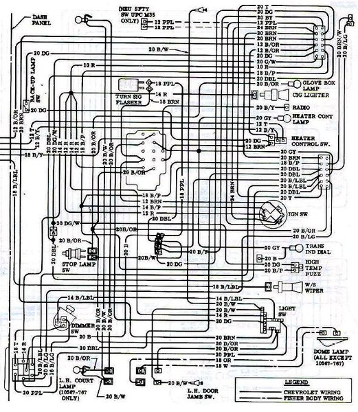 1965-1969 Corvair Interior Compartment Wiring Diagram