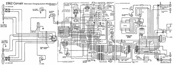 1962 Passenger Car Combined Schematic (Alternator Mod)