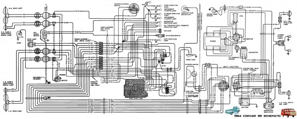 1964 Combined Passenger Compartment &amp; Engine Compartment Wiring Diagram
