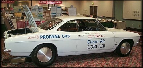 Tom Keosababian's twin turbo,H2O injected, Propane powered Corvair.  Look him up.