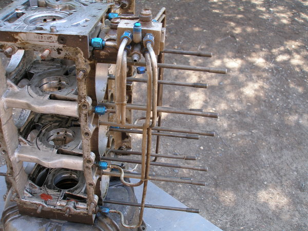 Another angle of the oiling system. The special case bolt is channeled and the block is channeled to get oil to were it needs to be for the bearings. This completly eliminated any bearing problems and making in excess of 600hp in the 1980-1981 time frame.