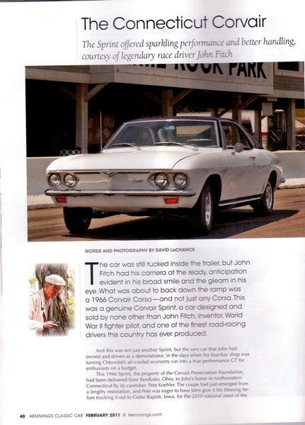 The Connecticut Corvair - Fitch Sprint (Hemmings Classic Car - Feb 2011, p40)