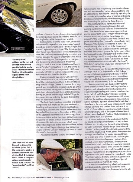 The Connecticut Corvair - Fitch Sprint (Hemmings Classic Car - Feb 2011, p42)