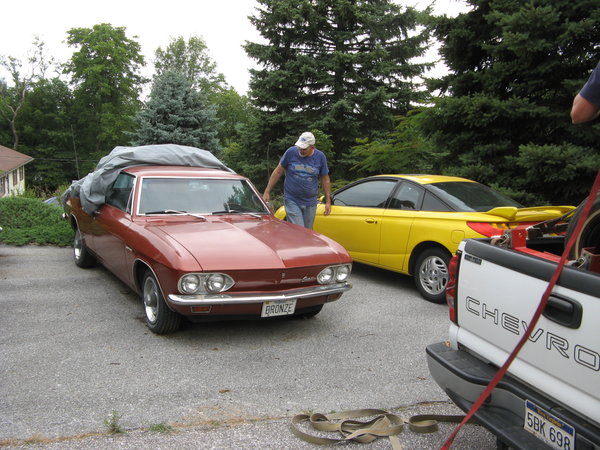 More recent pic when Sam came up to get the 1/2 Corvair front clip from me.<br /><br />Now, as it's been heard said to say, that's...