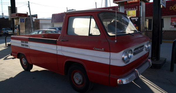 And the story on this truck.? OK...the original owner had it repainted in 1969, second owner drove it very little. Somewhere around 1982 an NOS XXO(61-63 102HP wagon/FC) Crate engine was installed. Between 1982 and 84 it was driven about 2000 miles-odometer read 54K. It was parked from 1985 till February of 2011 inside a closed Chevy Dealership old brick building. The fuel system cleaned, has heads cleaned and worked over, a coat of polish.....ok maybe a few more small things...but who's counting? (the picture is how it looked when we pulled it out of the building and drove it home- new battery and gas, away we go-notice the &quot;dust&quot;)...not to mention the rock hard 30 year old 6 ply transport tires I drove home on