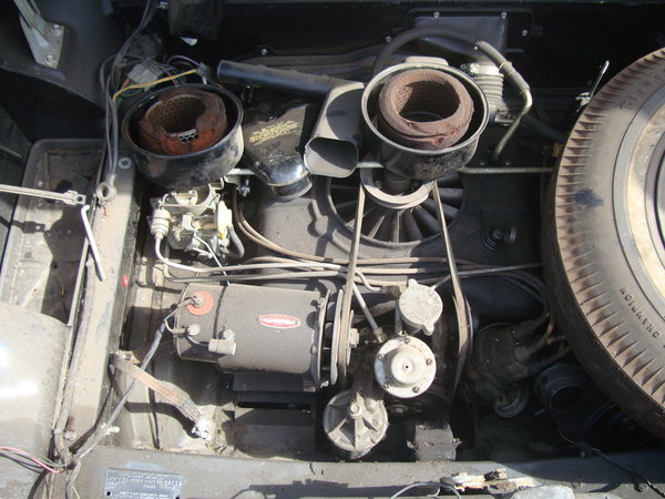 engine bay at auction, air cleaners removed.