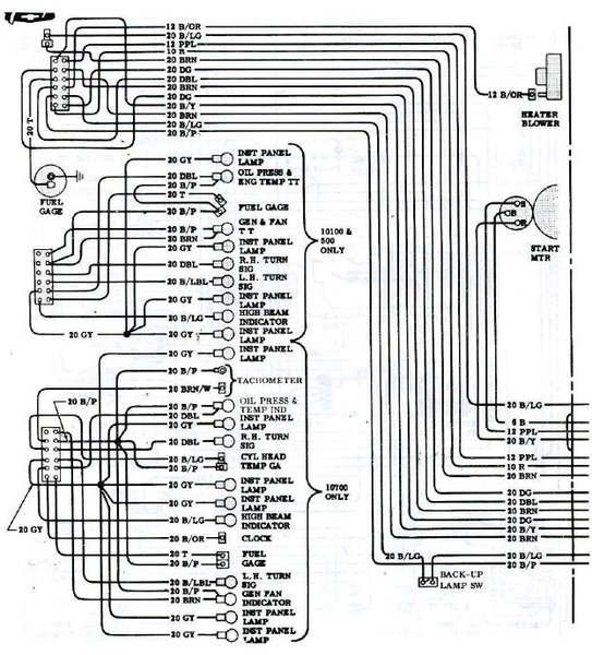 1965-1969 Corvair Interior Compartment Instrument Cluster Wiring Diagram