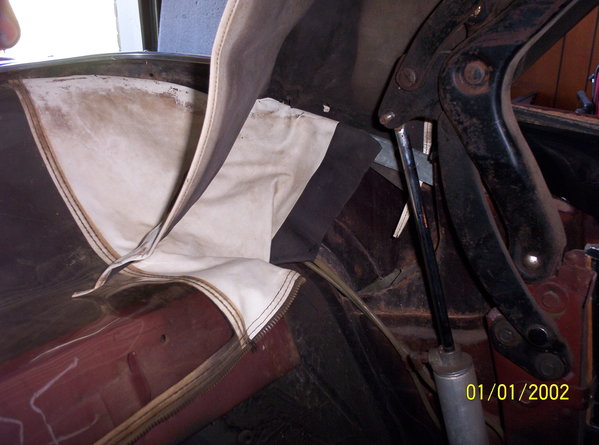 Inside view showing the side curtain flap hanging