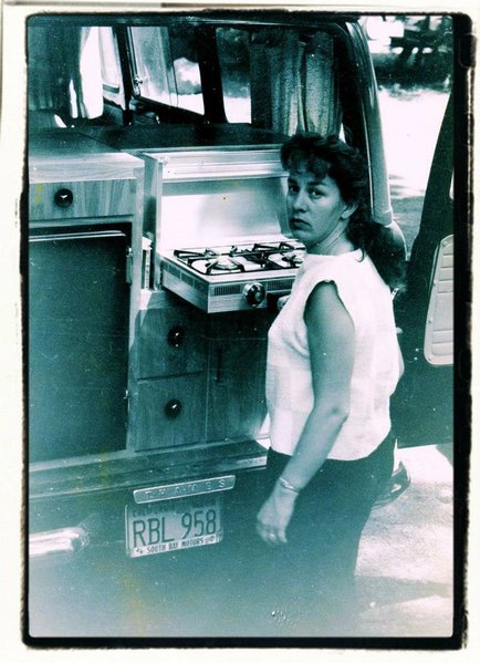 Mom with the English Ford Thames Camper in 1964
