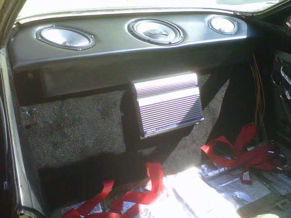 speaker box and amp (relocated from under driver's seat).