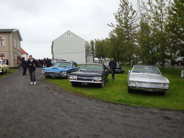 antic cars at old city in Reykjavik.