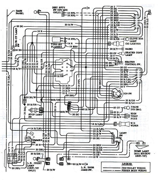 1965-1969 Corvair Interior Compartment Wiring Diagram