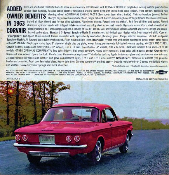12 - 1963 Corvair Sales Brochure - COVER 2