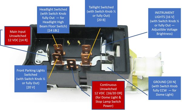 1960-1963 Corvair Light Switch Connections