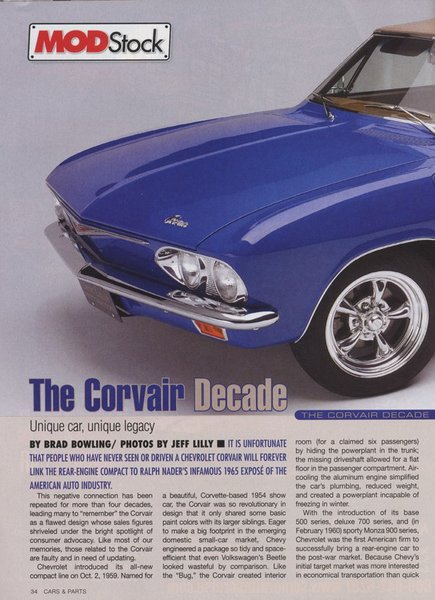 The Corvair Decade - Magazine Article - Jeff Lilly Restoration - 1965 Monza Pg 2 of 6