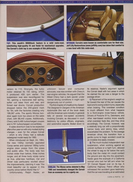 The Corvair Decade - Magazine Article - Jeff Lilly Restoration - 1965 Monza Pg 5 of 6