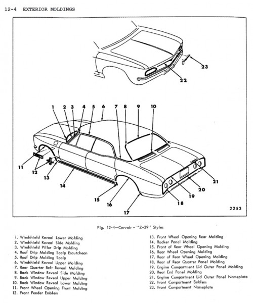 LM Corvair Sedan Exterior Moldings