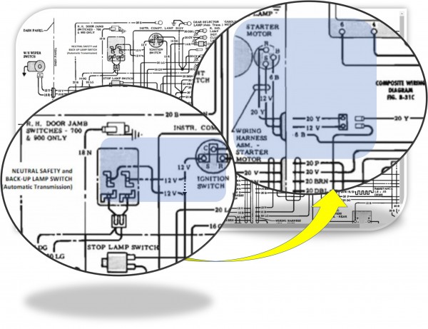 Corvair Starter Circuit with Powerglide Neutral Safety Switch Alternate Circuit Path