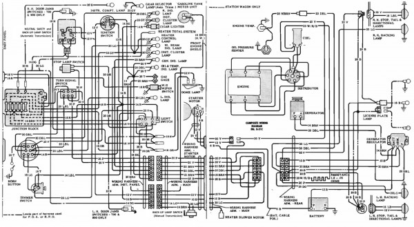 1962 Combined Passenger Compartment &amp; Engine Compartment Wiring Diagram