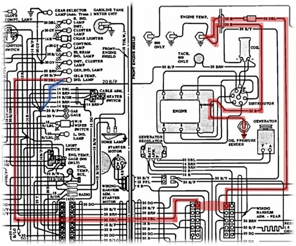 1964 Corvair TEMP-PRES Warning Light Circuit