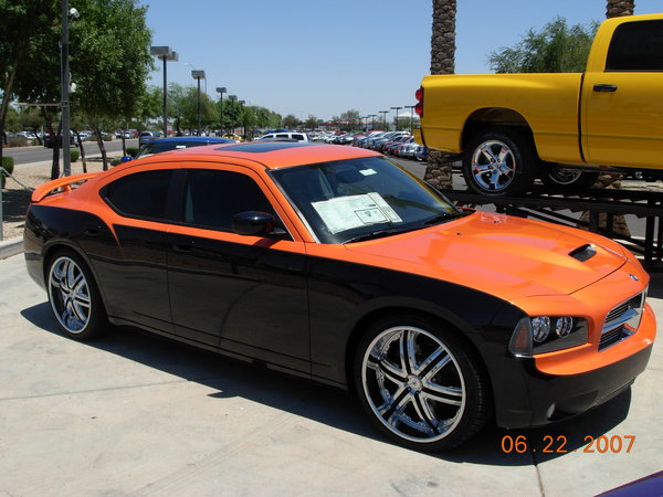 Burnt orange on black