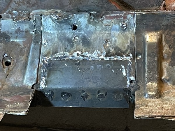 Inner rocker panel repaired with new 16 gauge
