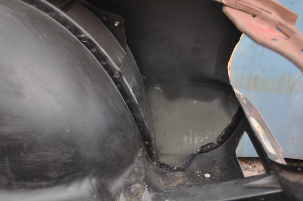 View inside replaced panel. Will dress the welds down next.